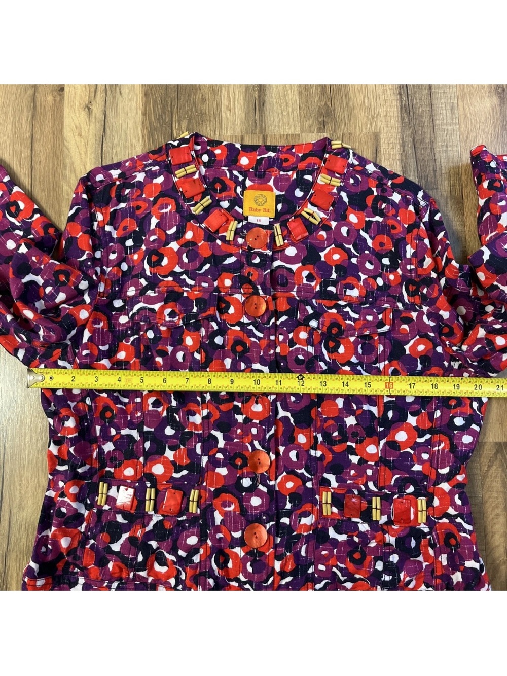 Ruby Rd. Red & Purple Floral Beaded Jacket - Picture 11 of 16